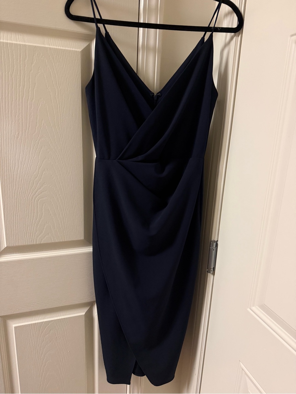 Betsey Johnson Navy Wrap-Style Spaghetti Strap Midi Dress